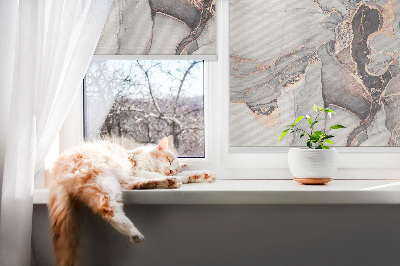 Fenster Rollo in grauer Marmoroptik