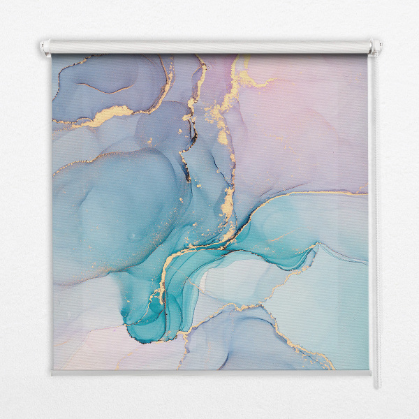 Fenster Rollo in blauem Marmormuster