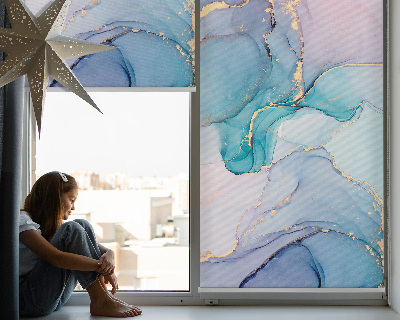 Fenster Rollo in blauem Marmormuster