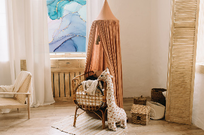 Fenster Rollo in blauem Marmormuster