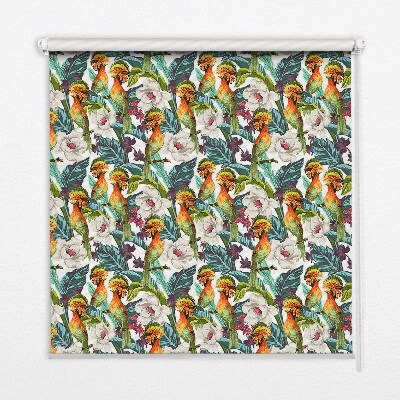 Fensterrollo mit Motiv aus Vögeln und Blumen
