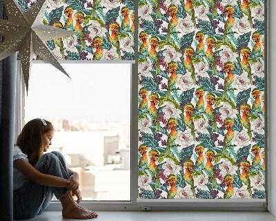 Fensterrollo mit Motiv aus Vögeln und Blumen