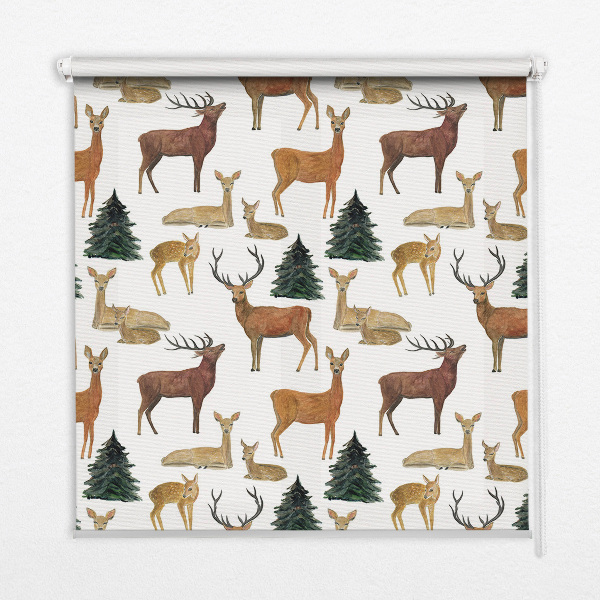 Fenster Rollo mit dezentem Hirsche- und Rehe‑Motiv