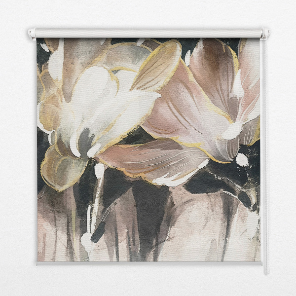 Verdunkelungsrollo mit gemaltem Blumenmuster