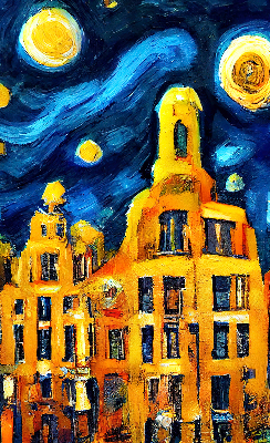 Fenster Rollo mit dem Motiv einer gemalten Stadt