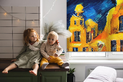 Fenster Rollo mit dem Motiv einer gemalten Stadt