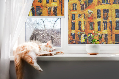 Fenster Rollo mit dem Motiv einer gemalten Stadt