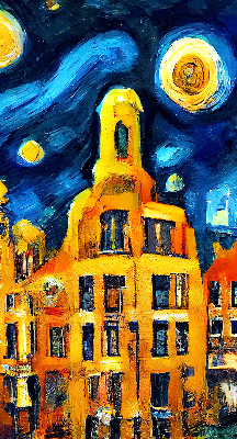 Fenster Rollo mit dem Motiv einer gemalten Stadt