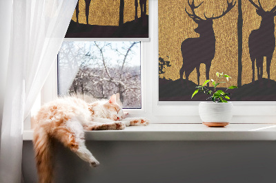 Fenster Rollo mit Motiv ‚Hirsche bei Nacht‘