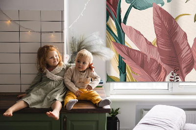 Rollo lichtundurchlässig mit buntem Blätterdesign