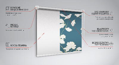 Fenster Rollo mit weißem Vogel- und Blütenmuster