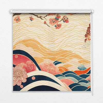 Rollo lichtundurchlässig mit einem Blumenwellen‑Motiv
