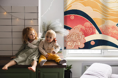 Rollo lichtundurchlässig mit einem Blumenwellen‑Motiv