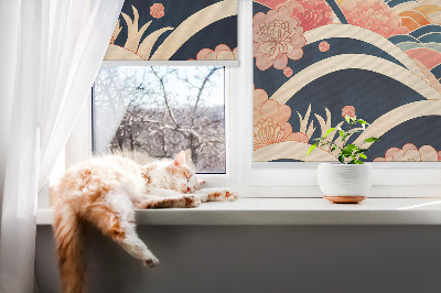 Rollo lichtundurchlässig mit einem Blumenwellen‑Motiv