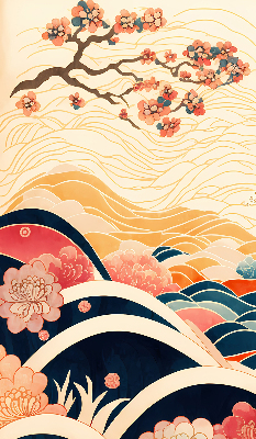 Rollo lichtundurchlässig mit einem Blumenwellen‑Motiv