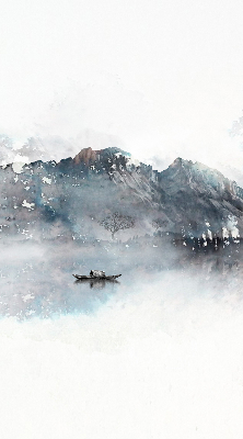 Verdunkelungsrollo mit Motiv bemalter Berge