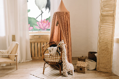 Fenster Rollo mit Motiv Kraniche in den Lilien