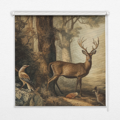 Fenster Rollo mit Waldtieren als Motiv