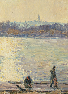 Fenster Rollo mit Motiv ‚Menschen auf dem Wasser‘