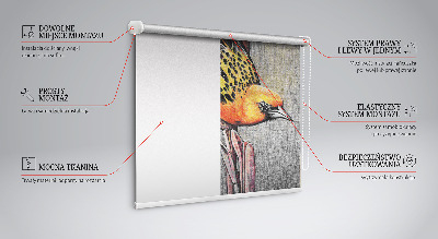 Verdunkelungsrollo mit Motiv eines Vogels auf einem Ast