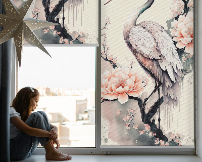 Fenster Rollo mit Motiv Reiher in Blumen