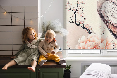 Fenster Rollo mit Motiv Reiher in Blumen