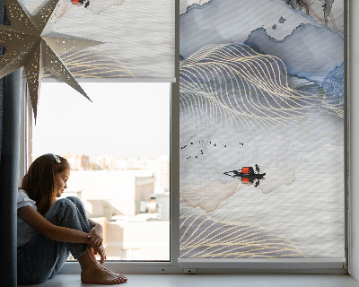 Fenster Rollo mit Motiv verschwommener Berge