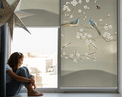 Fenster Rollo mit Motiv Vögel auf einem Ast