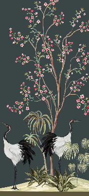 Fenster Rollo mit Motiv von Vögeln an einem Rosenstrauch
