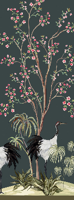 Fenster Rollo mit Motiv von Vögeln an einem Rosenstrauch