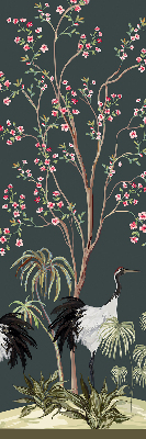 Fenster Rollo mit Motiv von Vögeln an einem Rosenstrauch