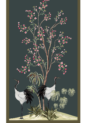 Fenster Rollo mit Motiv von Vögeln an einem Rosenstrauch