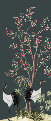 Fenster Rollo mit Motiv von Vögeln an einem Rosenstrauch