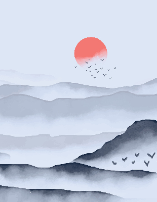 Rollo lichtundurchlässig mit Motiv „Berge im Nebel”