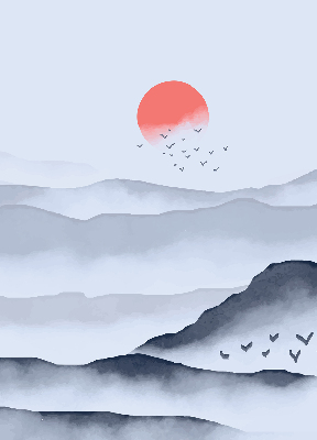 Rollo lichtundurchlässig mit Motiv „Berge im Nebel”
