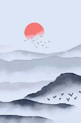 Rollo lichtundurchlässig mit Motiv „Berge im Nebel”