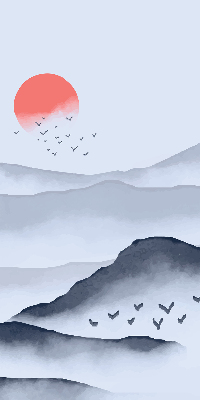 Rollo lichtundurchlässig mit Motiv „Berge im Nebel”