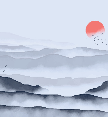 Rollo lichtundurchlässig mit Motiv „Berge im Nebel”
