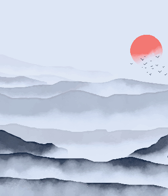 Rollo lichtundurchlässig mit Motiv „Berge im Nebel”