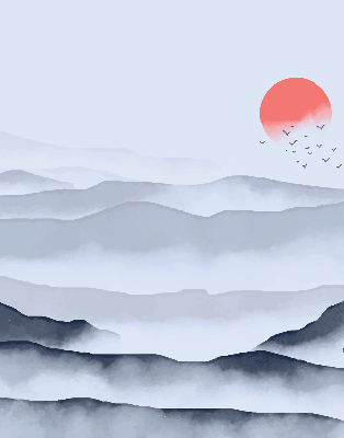Rollo lichtundurchlässig mit Motiv „Berge im Nebel”