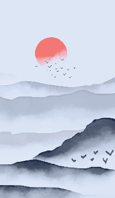 Rollo lichtundurchlässig mit Motiv „Berge im Nebel”