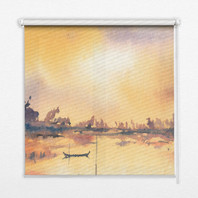 Fenster Rollo mit Motiv Sonnenuntergang über dem See