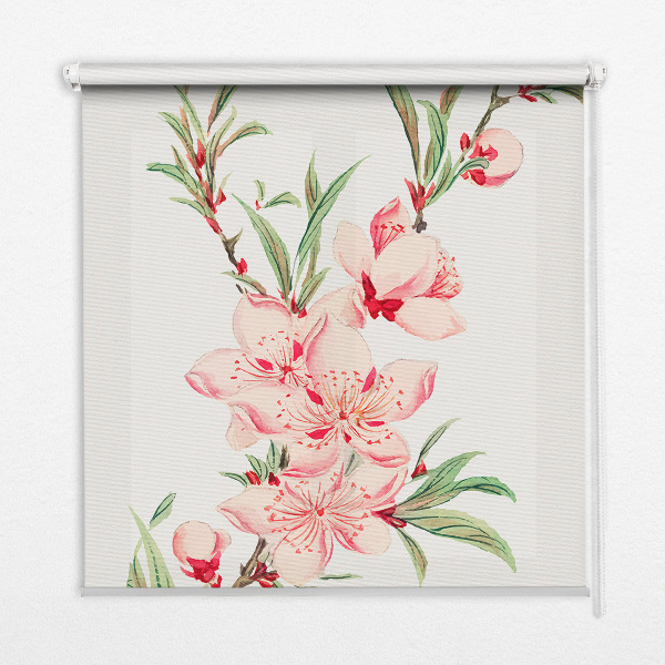 Fenster Rollo in rosa mit Blumenmuster