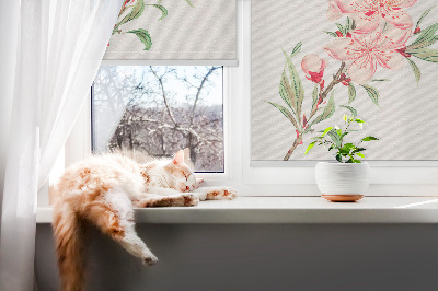 Fenster Rollo in rosa mit Blumenmuster