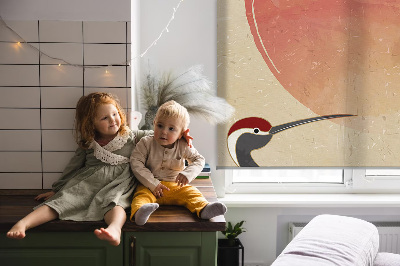Fenster Rollo mit Motiv von Kranichen bei Sonnenuntergang