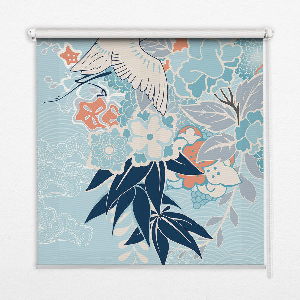 Fenster Rollo mit Reihern und Blumenmuster