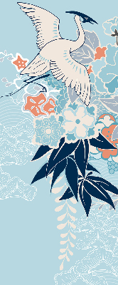 Fenster Rollo mit Reihern und Blumenmuster