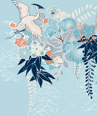 Fenster Rollo mit Reihern und Blumenmuster