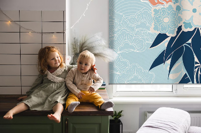 Fenster Rollo mit Reihern und Blumenmuster