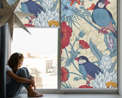 Rollo lichtundurchlässig mit Motiv Vögel zwischen Blumen